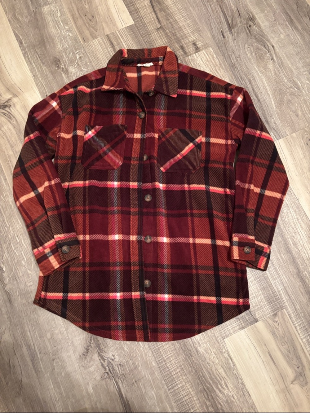 Maurices Rust Plaid Button-Up Shirt